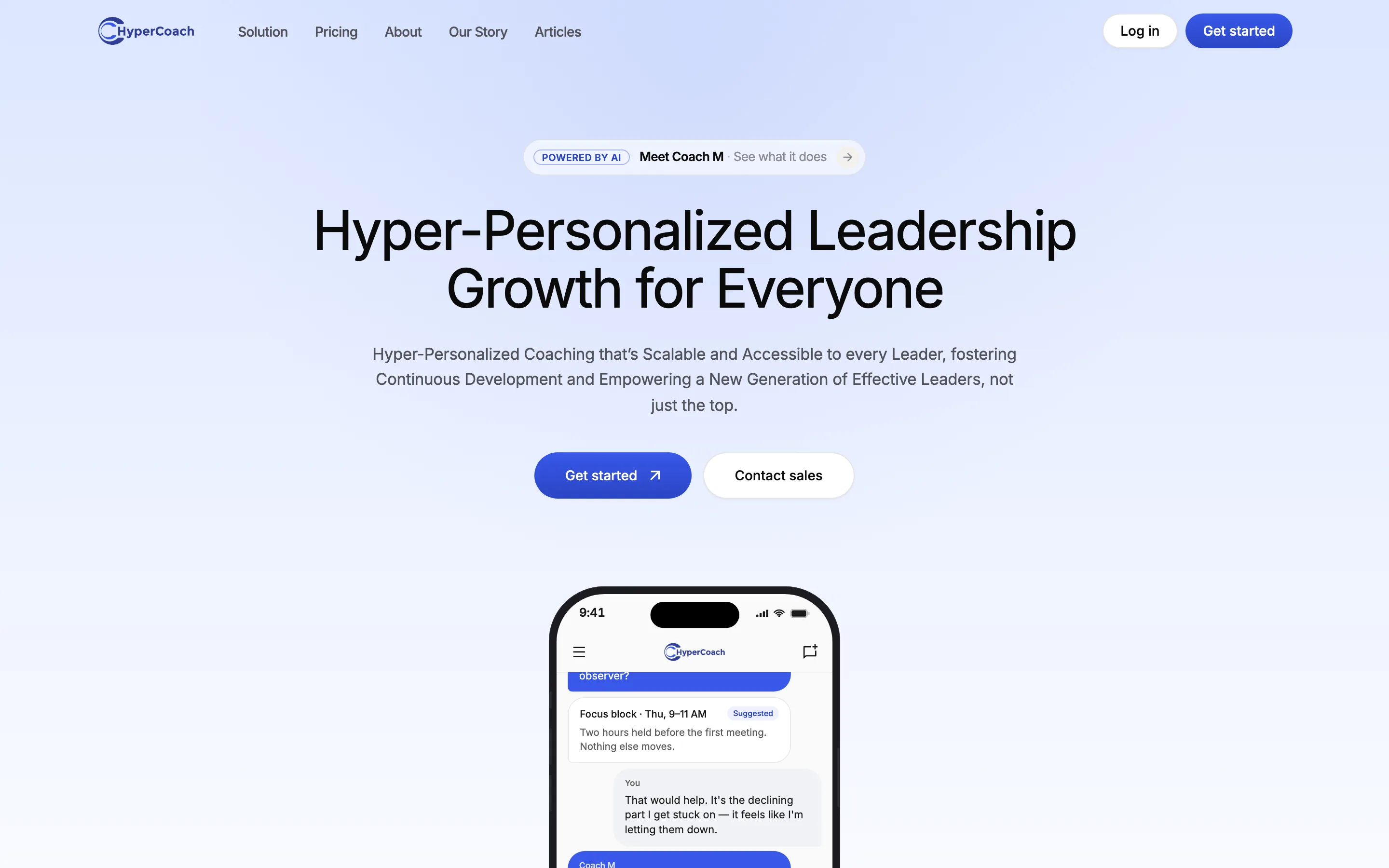 The redesigned HyperCoach landing page